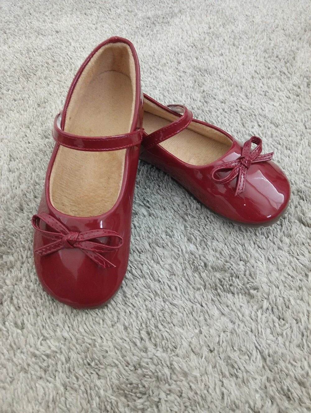 Girls' Red Flat Shoes with Bow - Size:EU 33, US2